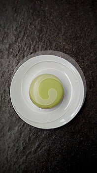 Pudding cake in a white plate