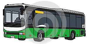 The green and white city bus