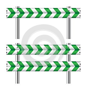 Green and white construction barricade