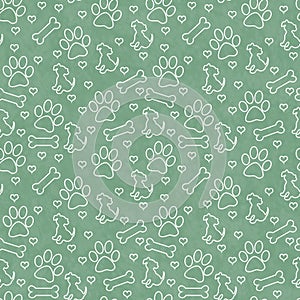 Green and White Doggy Tile Pattern Repeat Background