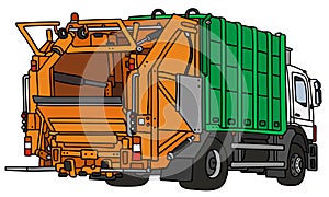 Green and white dustcart