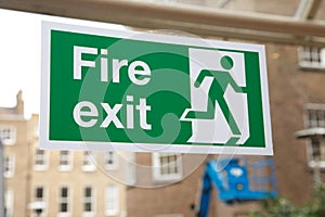Green and White Fire Exit Sign