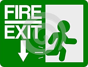 Green and white fire exit sign
