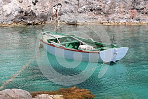 Green & White Fishing Boat