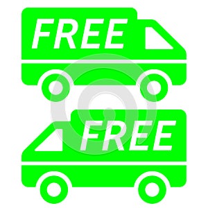 Green and white Free shipping logo