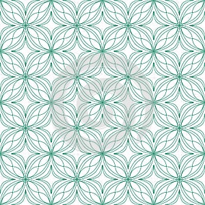 Green on white geometric tile oval and circle scribbly lines seamless repeat pattern background