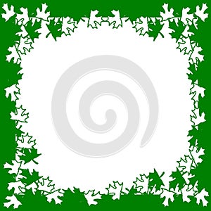 Green white leaves frame