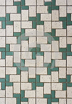 Green and white mosaic tiles