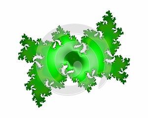 Green white oriental decorative abstract fractal, flower design, leaves, background