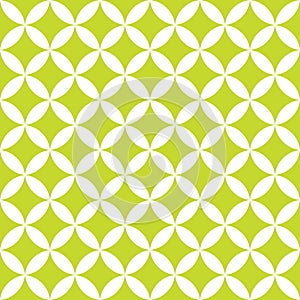 Green and white overlapping circles. Abstract retro design seamless pattern. Simple vector geometrical background