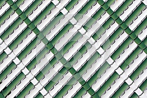 Green and white plastic slats