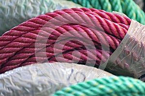 Green and White Polypropylene Ropes