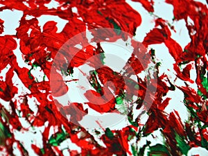 Green white red gray orange spots, bright background, watercolor acrylic painting abstract background