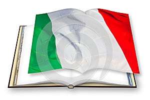 Green, white and red italian flag concept image - 3D rendering concept image of an opened photo book isolated on white - I`m the