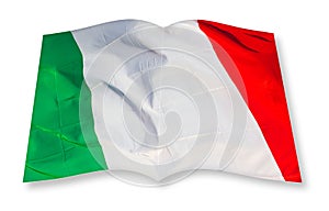 Green, white and red italian flag concept image - 3D rendering concept image of an opened photo book isolated on white - I`m the