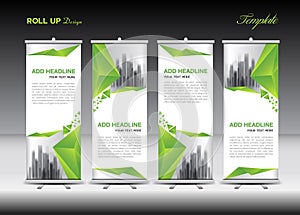 Green and white Roll Up Banner template design