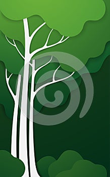 Green and white stilized tree background