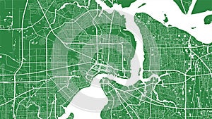Green and white vector background map, Jacksonville city area streets and water cartography illustration