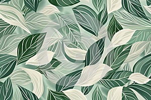 Green and White Wallpaper With Leaves