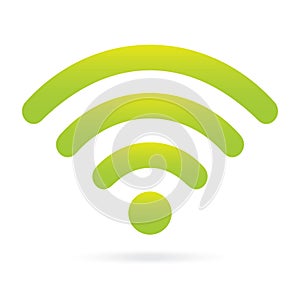 Green wifi icon wireless symbol on isolated background