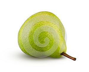 Green williams pear fruit isolated on white background. Perfectly retouched and full depth of field