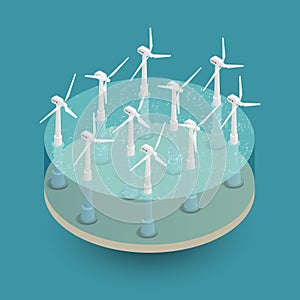 Green Wind Energy Isometric Composition