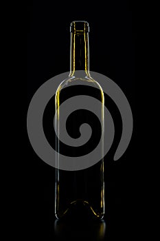 green wine bottle silhouette on isolated black background