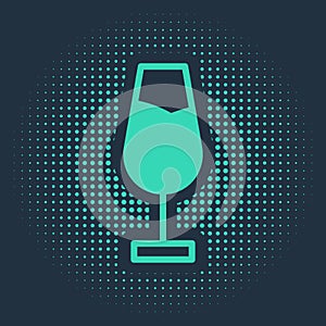 Green Wine glass icon isolated on blue background. Wineglass sign. Abstract circle random dots. Vector