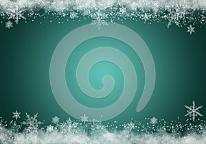 Green Winter Background with snowflakes for your own creations