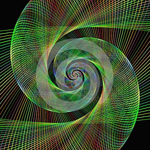 Green wired fractal spiral design background