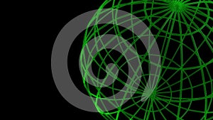 Green Wireframe Globe Background Loop