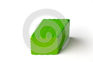 Green wood parallelogram shape on white background