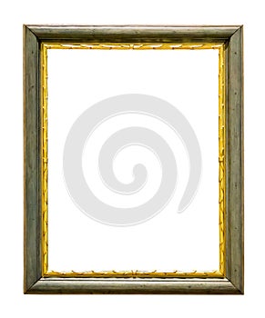 Green wooden picture frame with golden decorations