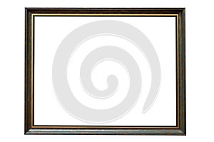 Green wooden picture frame on white background