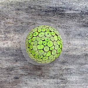 Green wooden wicker ball eco conceptual