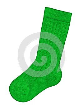 Wool sock isolated - green