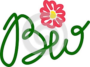 green word bio with flower handwritting photo
