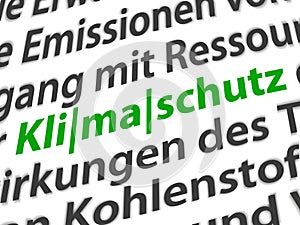 Words on  white background - German word `Klimaschutz` means climate protection photo