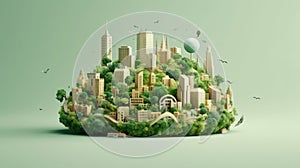 The green world and green cities ECO Concept. Generative Ai photo