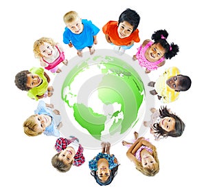 Green World Kids Cheerful Concept