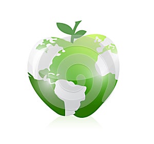 Green world map apple illustration design