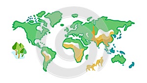 Green World Map Global Geography Icon, vector design Generative AI