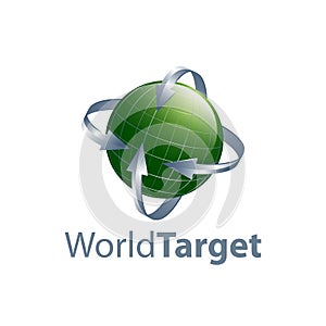 Green world target arrow logo concept design. Symbol graphic template element