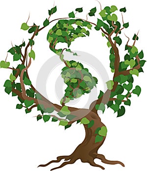 Green world tree vector illustration