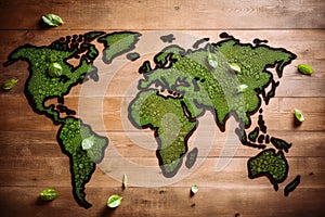 Green worldmap stopping climate change created with generative AI technology