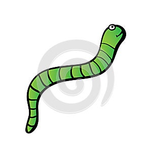 Green worm or caterpillar, vector illustration