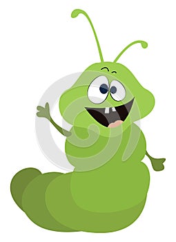 Green worm, illustration, vector