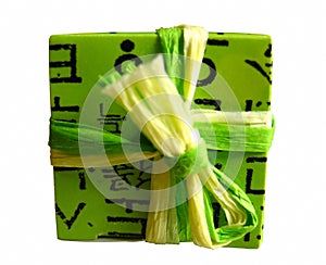 Green wrapped gift box