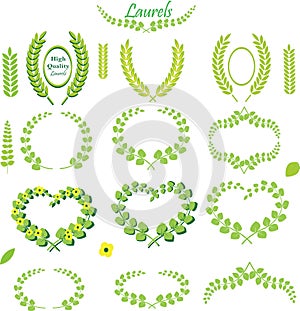 Green Wreath and Straight Leaf Laurels and Florals photo