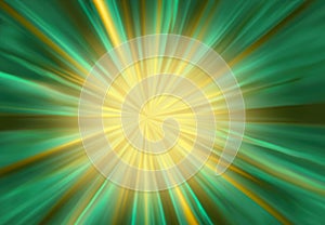 Green yellow abstract background with explosion rays.